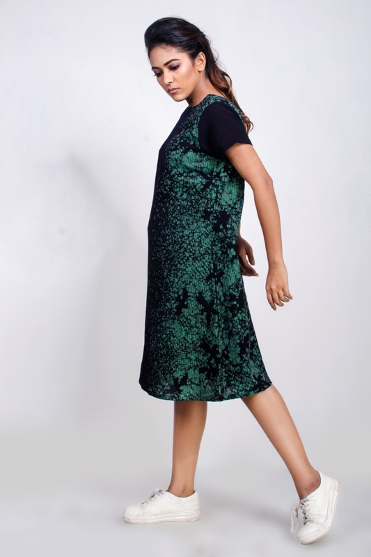 Handwoven cotton mid-length collared dress